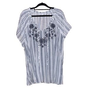 NWOT Sweet Violet Flower Embroidered Blouse - Blue - Size 1X